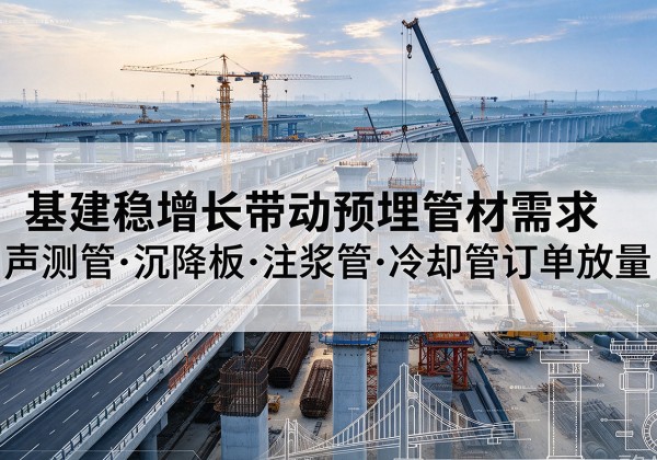 文登基建稳增长带动预埋监测管材需求，声测管、沉降板、注浆管订单持续放量